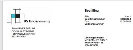 1.bestilling Tusenfryd til skolebibliotek