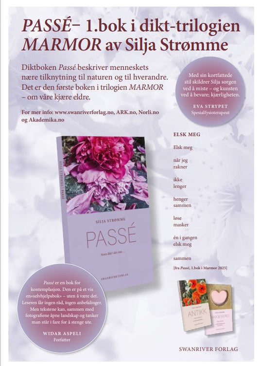 Sommerplakat for markedsføring dikt-trilogien Marmor - 1.bok ut: Passé