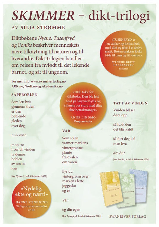 Sommerplakat for markedsføring dikt-trilogien Skimmer