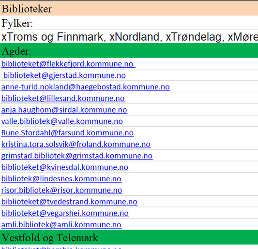 mail ut til bibliotekene for diktboken Nysnø